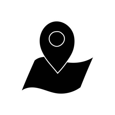 Kağıt simgesine siyah el çizilmiş simge haritası iğnesi