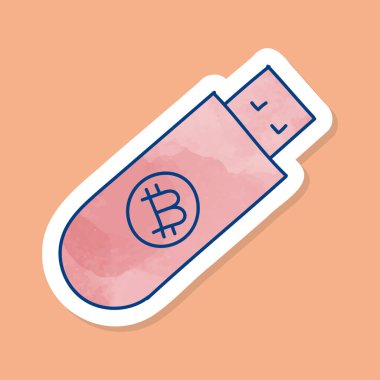 Bitcoin kripto para birimi çevrimdışı donanım cüzdanı konsept renk etiketi