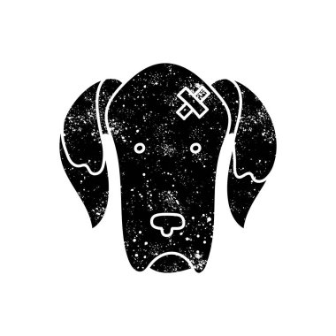 Yaralı köpek grunge görünümlü siyah el çizilmiş ikon