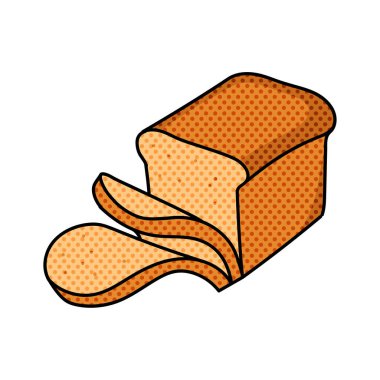 Dilimlenmiş ekmek somunu yarım ton el çizimi renk vektörü çizimi