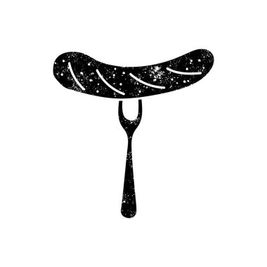 Grunge görünümlü siyah sosis el çizimi simgesi