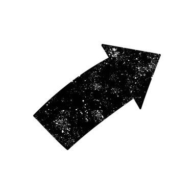 Grunge görünümünde ok siyah el çizilmiş simgesi