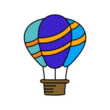 sıcak hava balonu yarım ton el çizimi renk vektörü çizimi