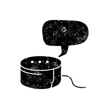 Ai aygıtı sanal yardımcı grunge görünümünde siyah el çizimi simgesi