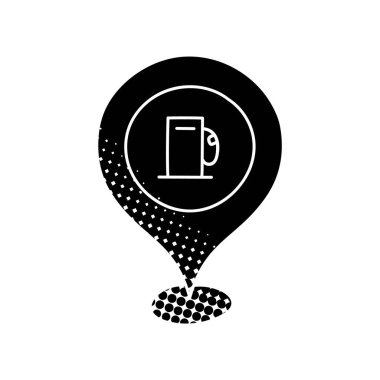 Yarım ton desen biçimi pin haritası benzin istasyonunda siyah el çizimi simgesi