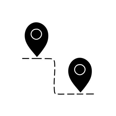 siyah el çizilmiş simge haritası pin yolu simgesi