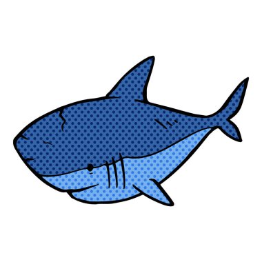 Köpekbalığı simgesi elle çizilmiş yarım ton renk vektör çizimi