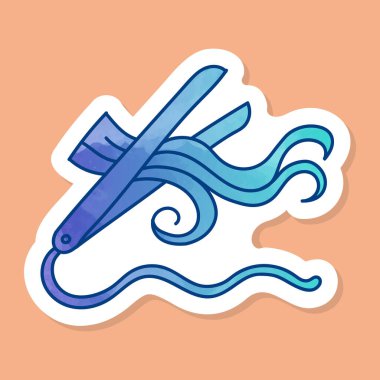 Saç demiri simgesi düzeltici, kıvırma, düz renk çıkartması