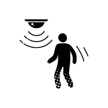 Hareket sensörü siyah el simgesi yarım ton doku biçiminde çizildi