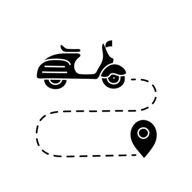 siyah el çizilmiş simge haritası scooter rotası simgesi