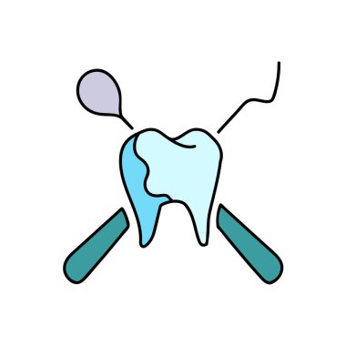 dişçi dişi ve araçlar el çizimi renk vektörü çizimi