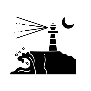 Deniz feneri siyah el çizimi simgesi