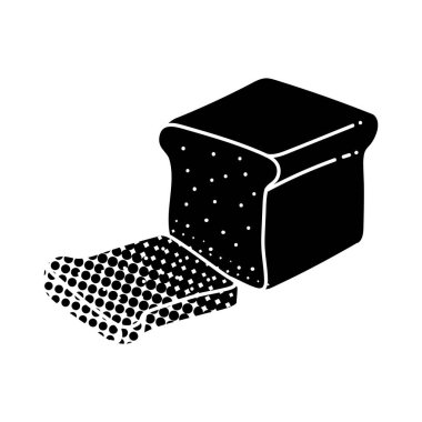 Yarım ton desenli dilimlenmiş ekmek somunu siyah el çizimi simgesi