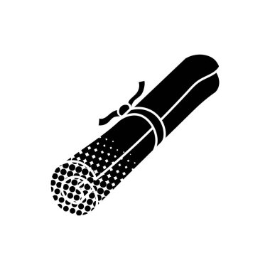 Parşömen rulo siyah el çizim simgesi yarım ton doku biçimi