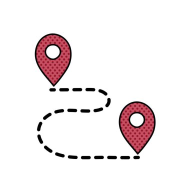 harita rotası yarım ton el çizimi renk vektörü çizimi