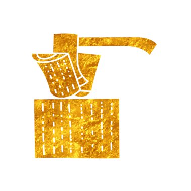 Altın renginde ahşap kıran balta çizimi