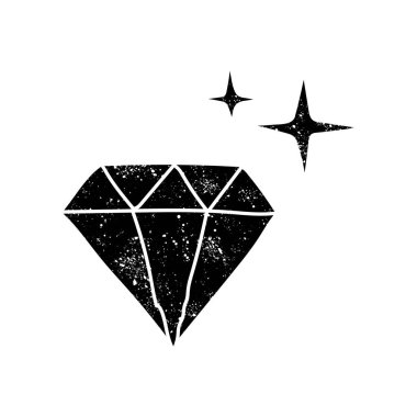 Grunge görünümlü elmas siyah el çizimi simgesi