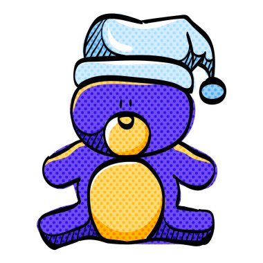 Oyuncak ayı yarım ton simgesi elle çizilmiş renk vektörü çizimi