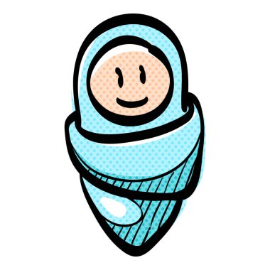 Yeni doğan bebek yarım ton simgesi elle çizilmiş renk vektörü çizimi