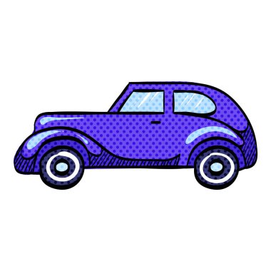 Klasik araba yarım ton simgesi elle çizilmiş renk vektörü çizimi