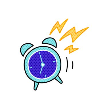 Alarm saati yarım ton el çizimi renk vektörü çizimi