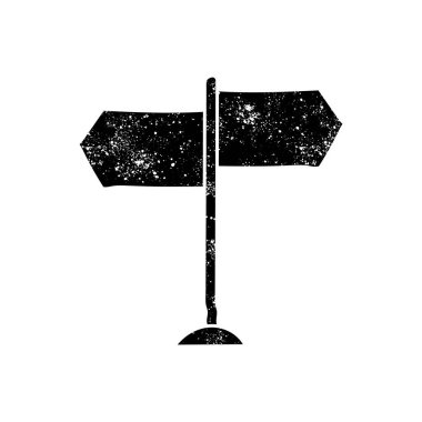 grunge 'da siyah el çizimi simgesi yol yön belirleme simgesi simgesi