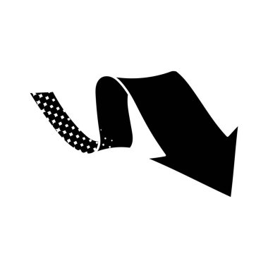 Yarım ton desen biçiminde ok siyah el çizimi simgesi