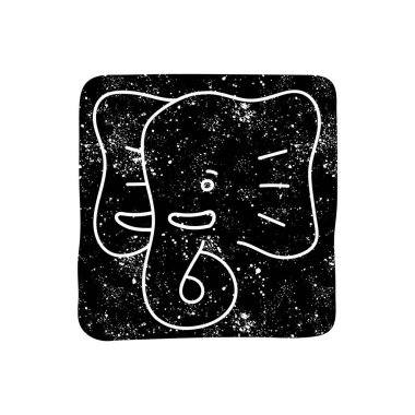 grunge 'da siyah el çizimi simgesi fil simgesi gibi