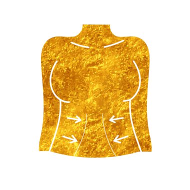 Kadınlar estetik cerrahi ile yüzleşir karın kasları ayarlama prosedürü vücut hatları altın rengi çizim tarzıyla