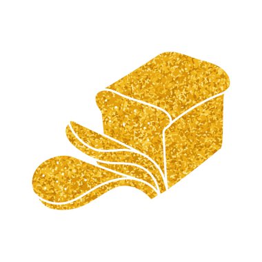 Dilimlenmiş ekmek, altın renginde çizilmiş.