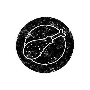 Grunge görünümlü tavuk davulu siyah el çizimi simgesi