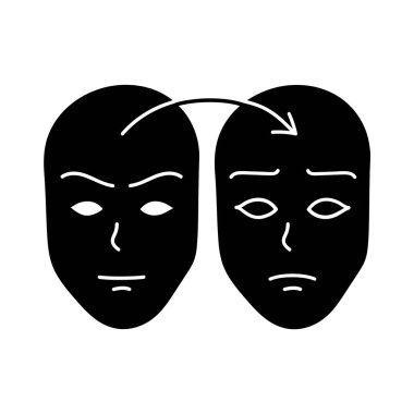 Derin sahte simge yüz değiştirme siyah el çizim simgesi