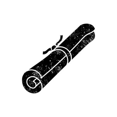 Parşömen rulosu grunge görünümlü siyah el çizimi simgesi