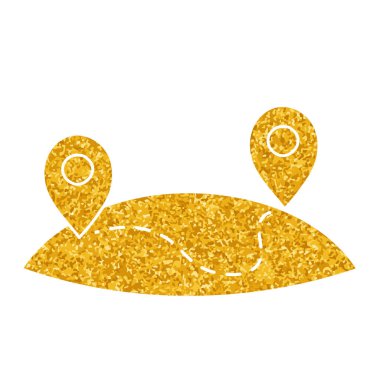 Altın rengi harita rotasında çizim