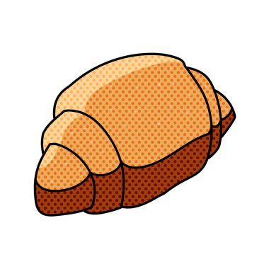 Kruvasan ekmeği yarım ton el çizimi renk vektörü çizimi