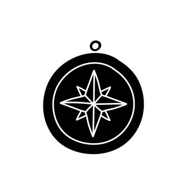 Klasik pusula siyah el çizimi simgesi