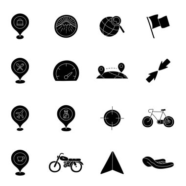 siyah el çizilmiş ulaşım simgesi ayarlandı