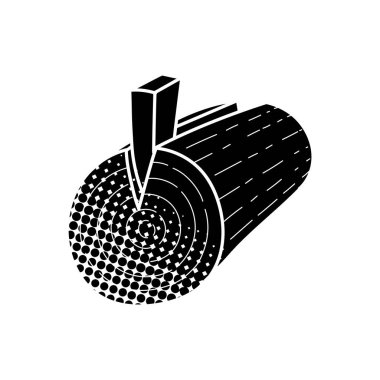 Ahşap kereste bölme bölme siyah el çizim simgesi yarım ton desen tarzı