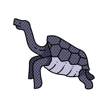 galapagos dev kaplumbağa yarım ton el çizimi renk vektörü çizimi