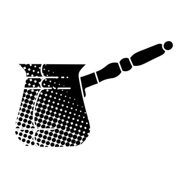 Türkiye 'de geleneksel İran kahvesi, yarım ton desenli siyah el resmi çiziyor