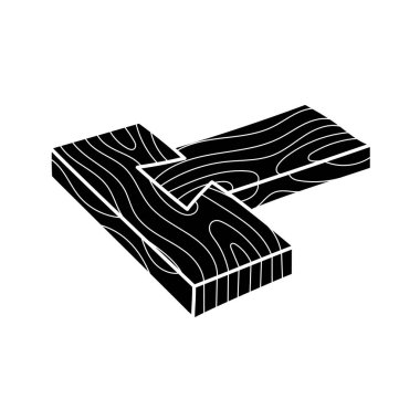 Ahşap eklem siyah el çizimi simgesi