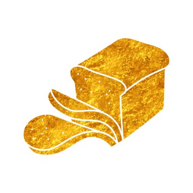 Dilimlenmiş ekmek, altın renginde çizilmiş.