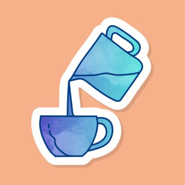 Sürahiden bardağa akan su renk etiketi