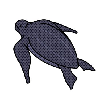 Leatherback deniz kaplumbağası yarım ton el çizimi renk vektörü çizimi