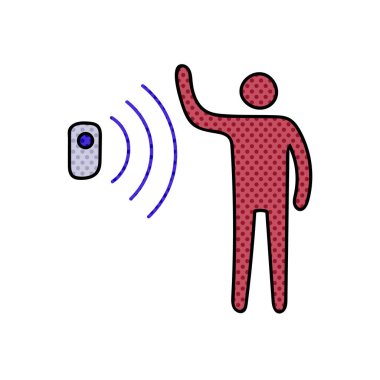 hareket sensörü yarım ton el çizimi renk vektörü çizimi