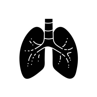 Sağlıklı insan ciğerleri siyah el çizimi simgesi