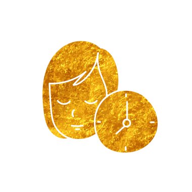 Dişi güzellik simgesi. Cilt tazeleme. Altın rengi çizim.