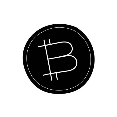 Bitcoin kripto para birimi siyah el resmi simgesi