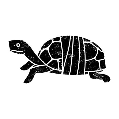 Yaralı kaplumbağa kabuğu karafatması grunge görünümlü siyah el çizimi simgesi