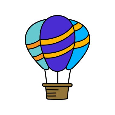 sıcak hava balonu el çizimi renk vektör çizimi